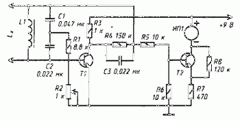 Схема прибора для определения короткозамкнутых витков