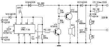 Схема квартирного звонка на УМС-7-8