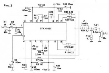 Схема усилителя на микросхеме STK4048II