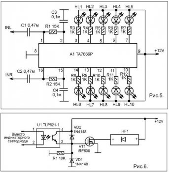 Схема индикатора уровня звукового сигнала