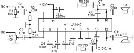 УМЗЧ на микросхеме LA4440 - схема