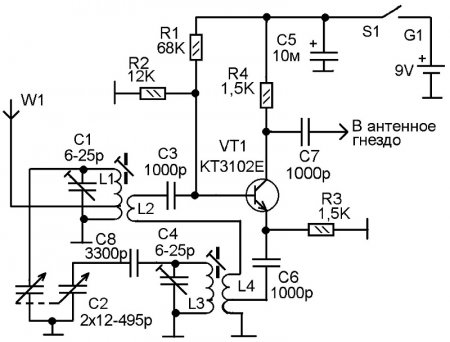 Приставка для приема КВ-радиовещательных станций - Схема