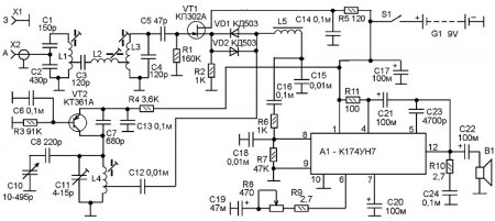 Простой короткволновый приемник на 80 метров-схема