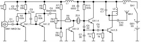 Радиомикрофон на одной микросхеме. Схема