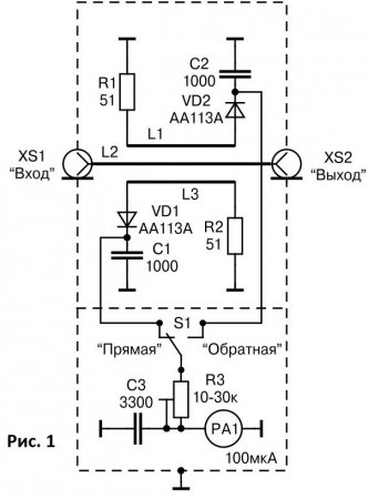 КСВ-метр для УКВ диапазона. Схема
